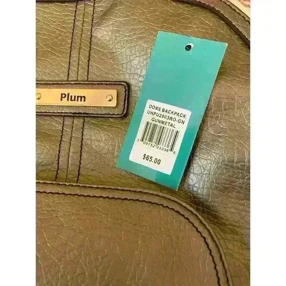 Plum by LaTique Gunmetal Faux Leather Backpack Unisex Spacious & Sleek Design - Picture 3 of 5